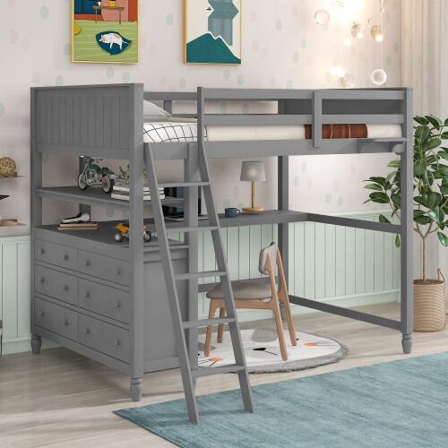 Full size loft bed with - full,