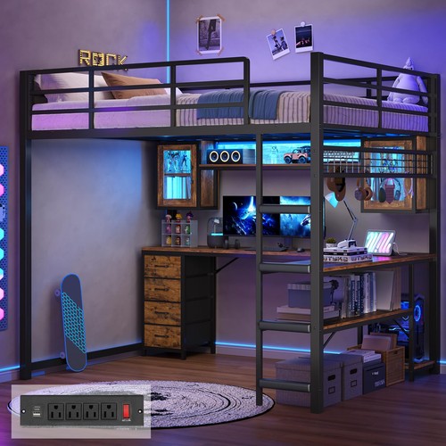 Full gaming loft bed desk - gaming,