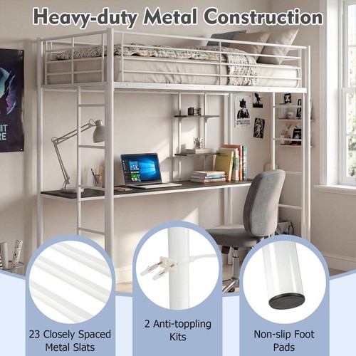 Loft bed with - loft, single