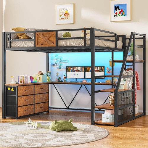 Full size loft bed with - full,
