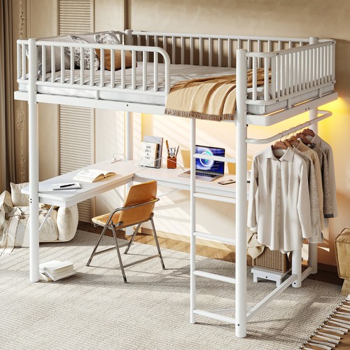 Full loft bed with - bed, l-shaped