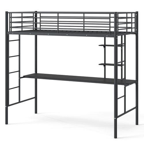 Metal loft bed with built - bed, built-in