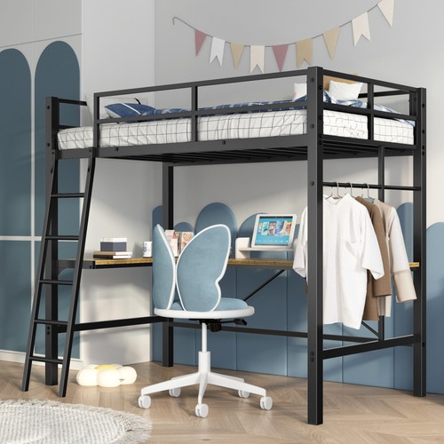 Twin metal loft - metal, bed
