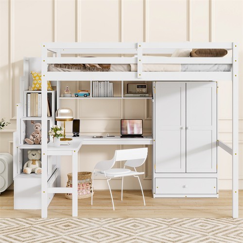 Full size loft wood - bed, with