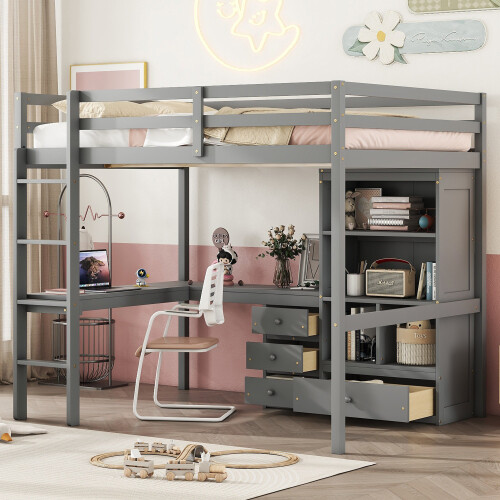 Full size loft bed with - full,
