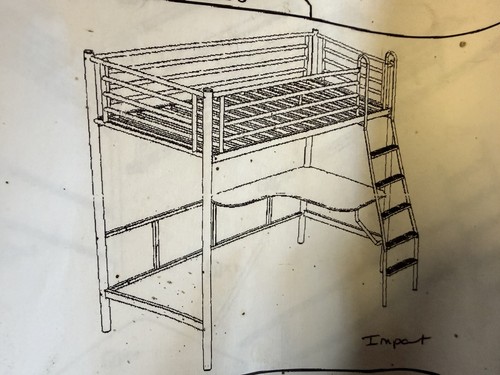 Single metal loft bed - single,
