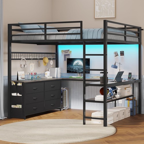 Loft bed shaped desk - loft, drawers