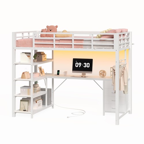 Metal twin loft bed - metal, w/