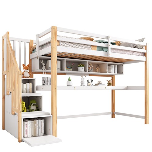 White children loft bed - white, children's