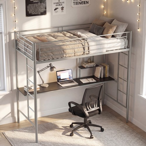 Single loft bed frame - bed,