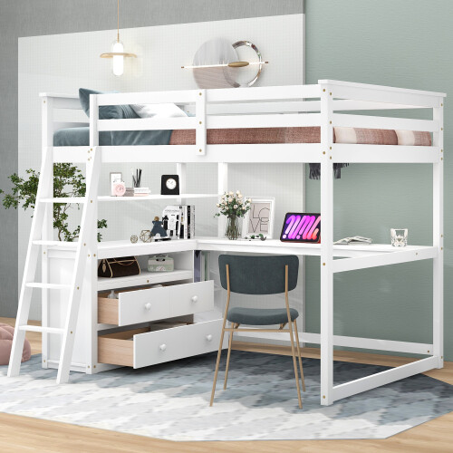 Full size loft bed with - desk, &