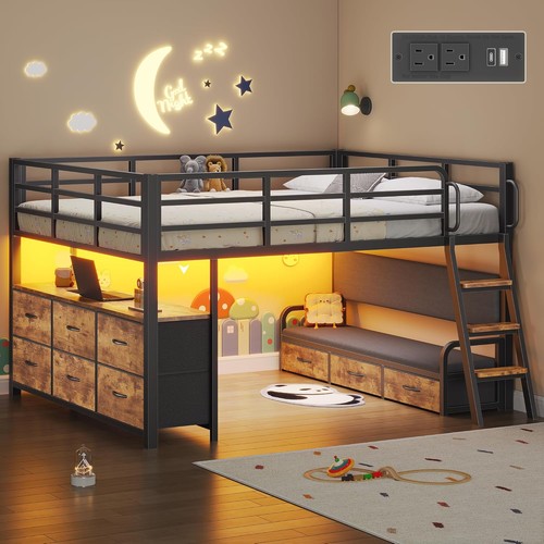Low loft bed twin with - loft, 9