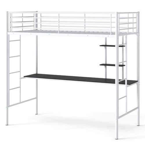 Metal loft bed with - bed,