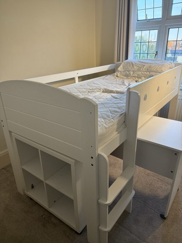 Loft bed with desk - bed, shelves