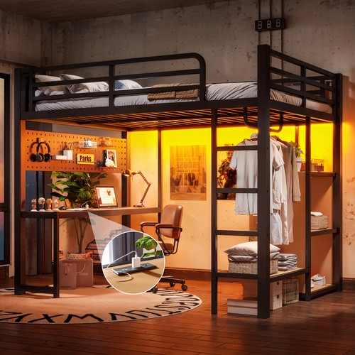 Full loft bed - full, desk