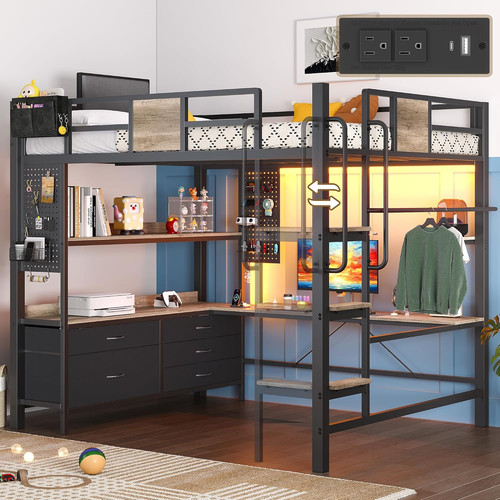 Dnxao full loft bed with - full, desk