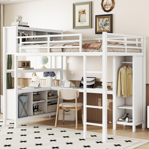 Metal loft bed wardrobe - loft, &