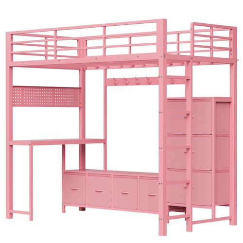 Twin loft bed with desk - bed,