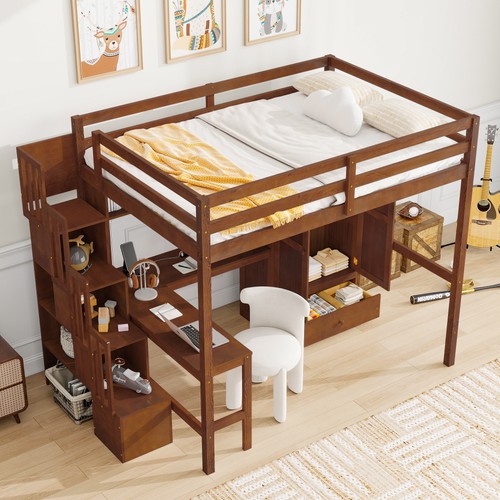 Full size loft wood bed - full,